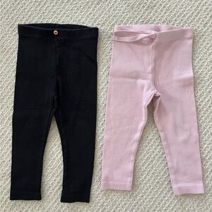 Zara Black and Pink Knit Leggings for Comfort and Style